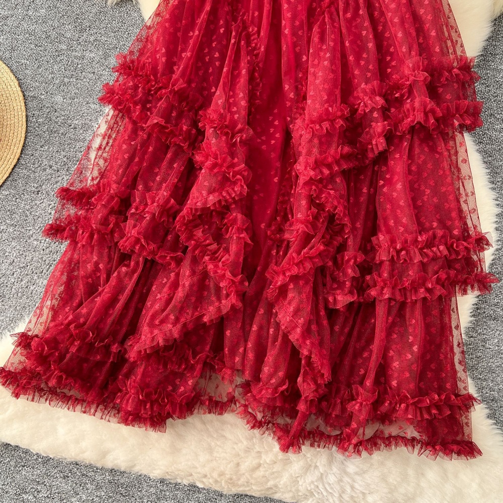 Tender irregular spring skirt slim heart puff skirt