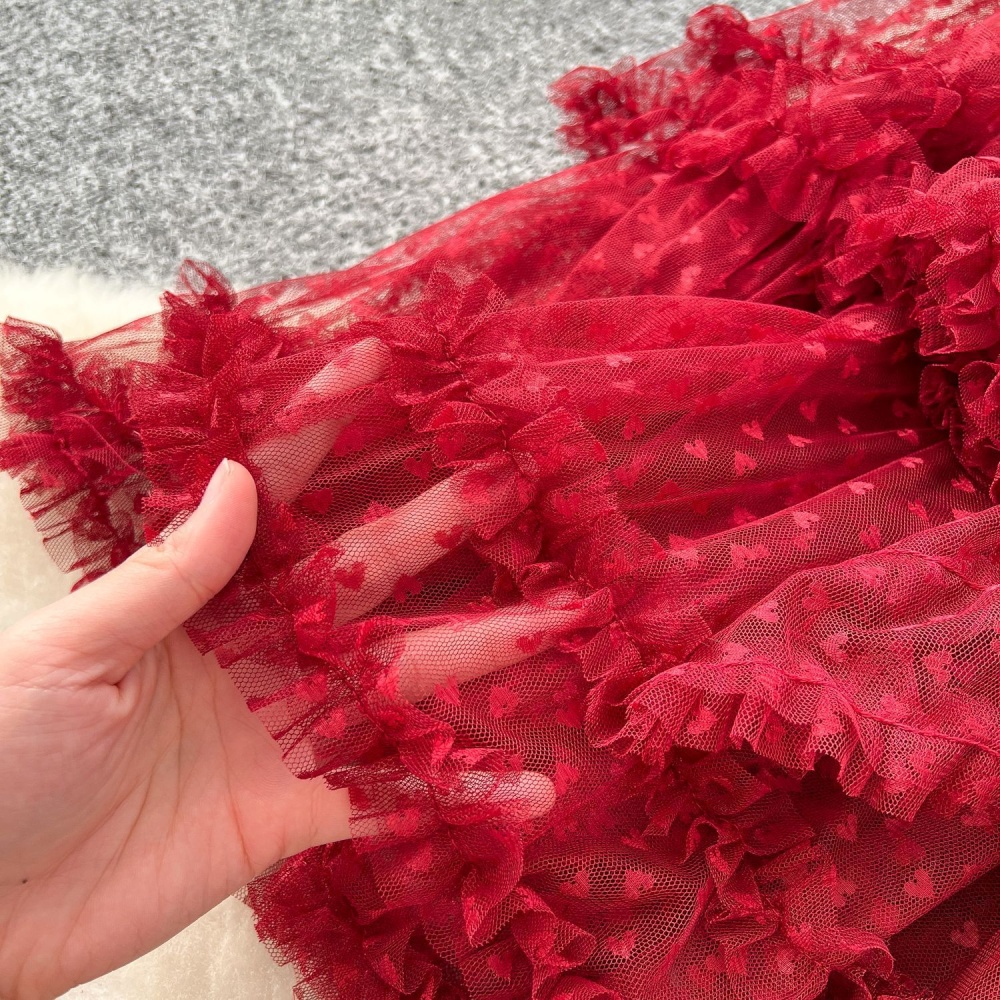 Tender irregular spring skirt slim heart puff skirt