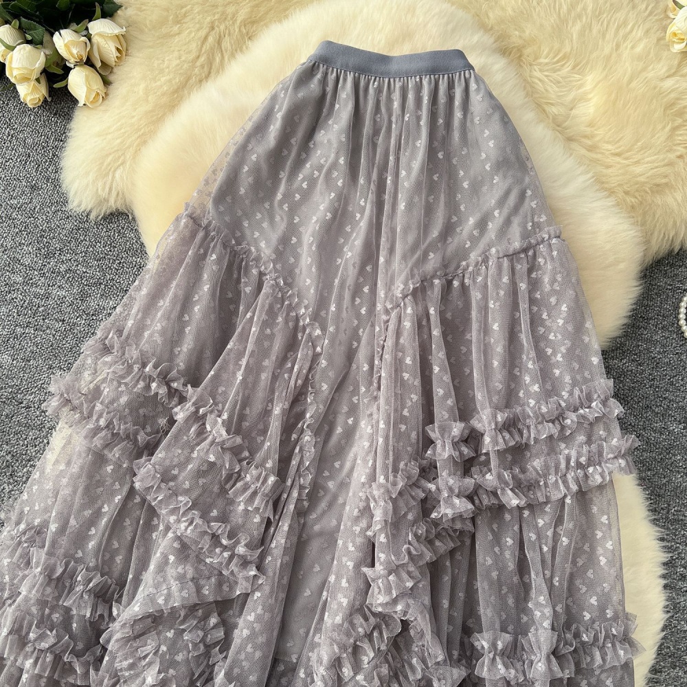 Tender irregular spring skirt slim heart puff skirt