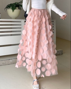 Polka dot Hepburn style stereoscopic long black skirt