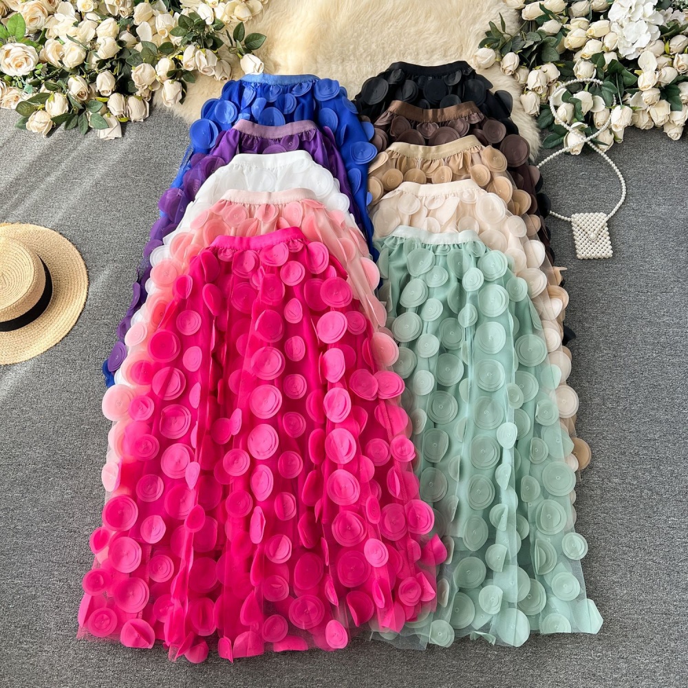 Polka dot Hepburn style stereoscopic long black skirt