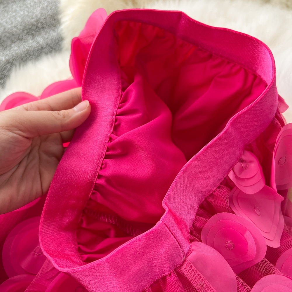 Polka dot Hepburn style stereoscopic long black skirt