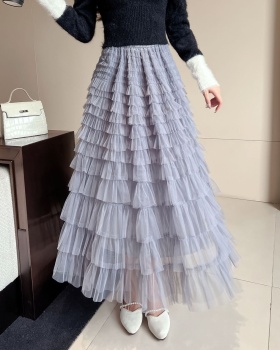 Spring and summer splice skirt cake gauze long skirt