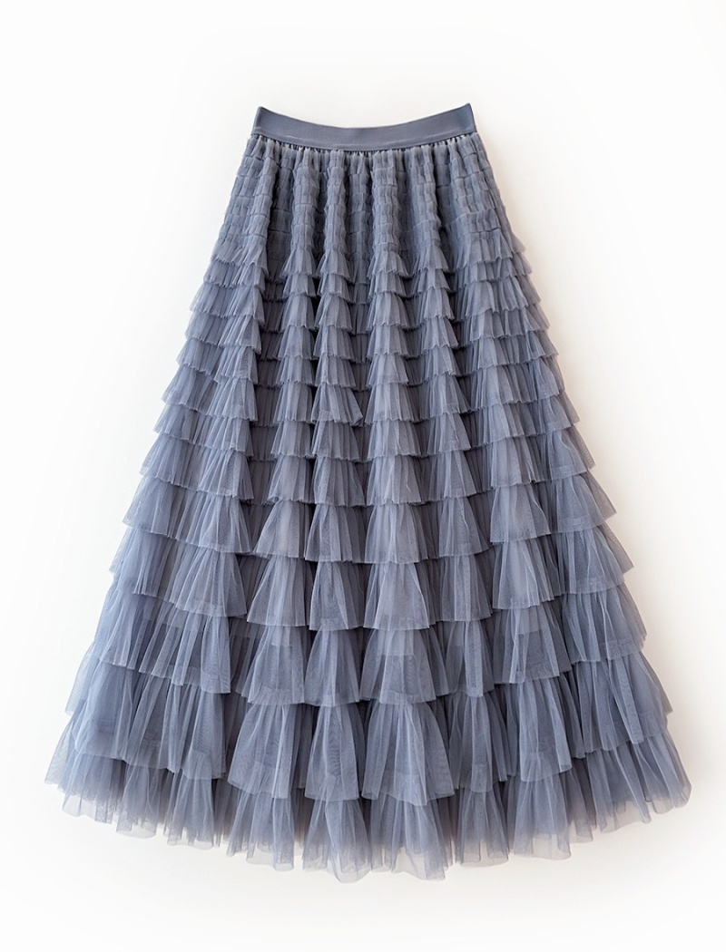 Spring and summer splice skirt cake gauze long skirt