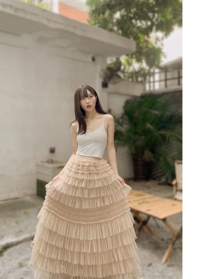 British style European style skirt gauze long skirt