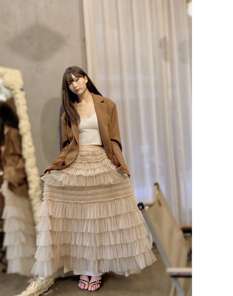 British style European style skirt gauze long skirt