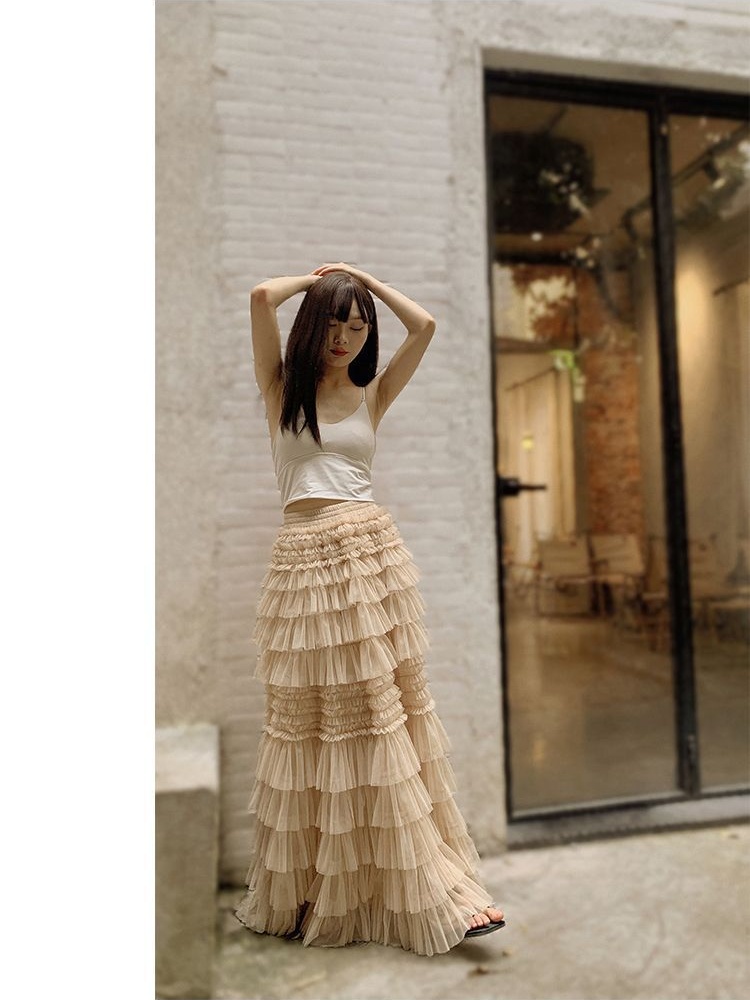 British style European style skirt gauze long skirt