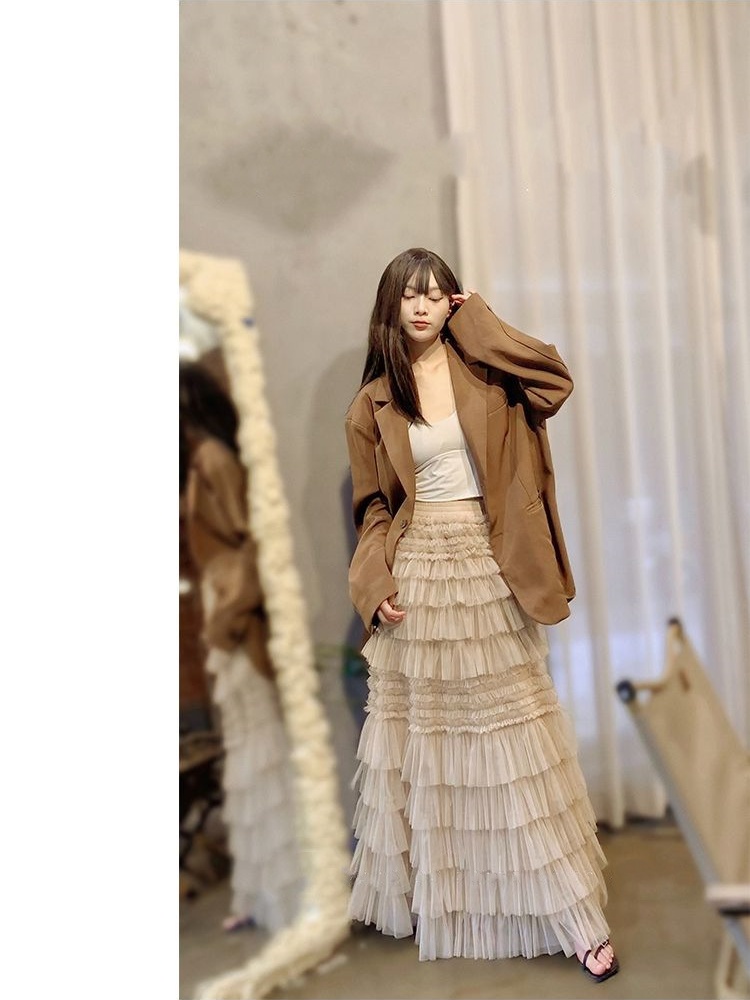 British style European style skirt gauze long skirt