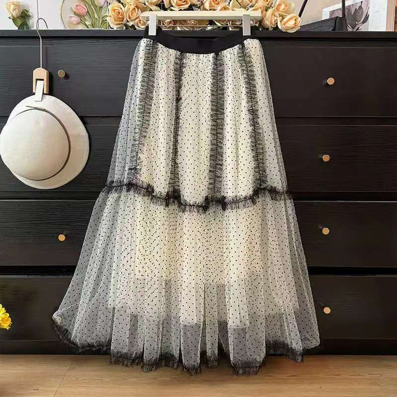 Blue splice lady long skirt ballet slim puff skirt for women