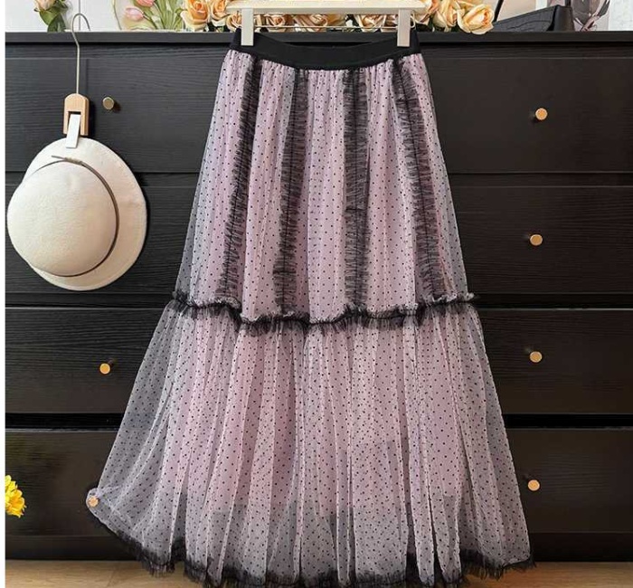 Blue splice lady long skirt ballet slim puff skirt for women