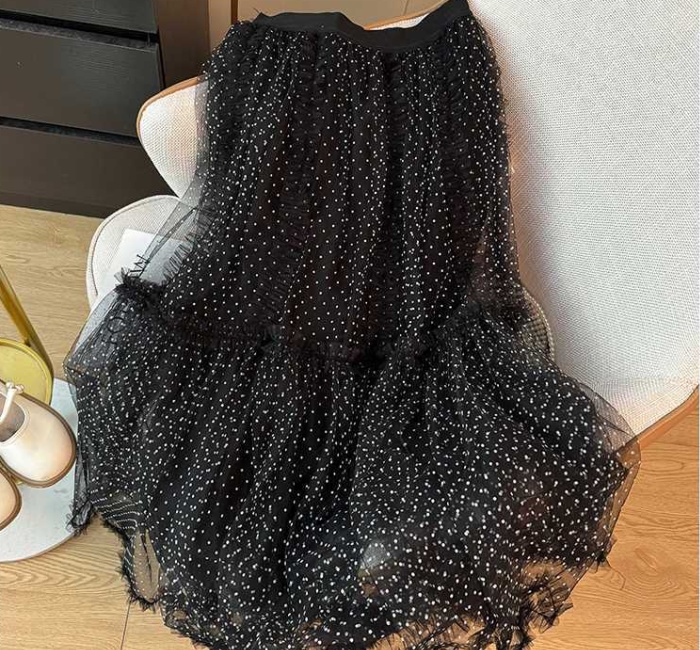 Blue splice lady long skirt ballet slim puff skirt for women