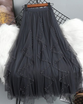 Beading gauze irregular long splice skirt for women