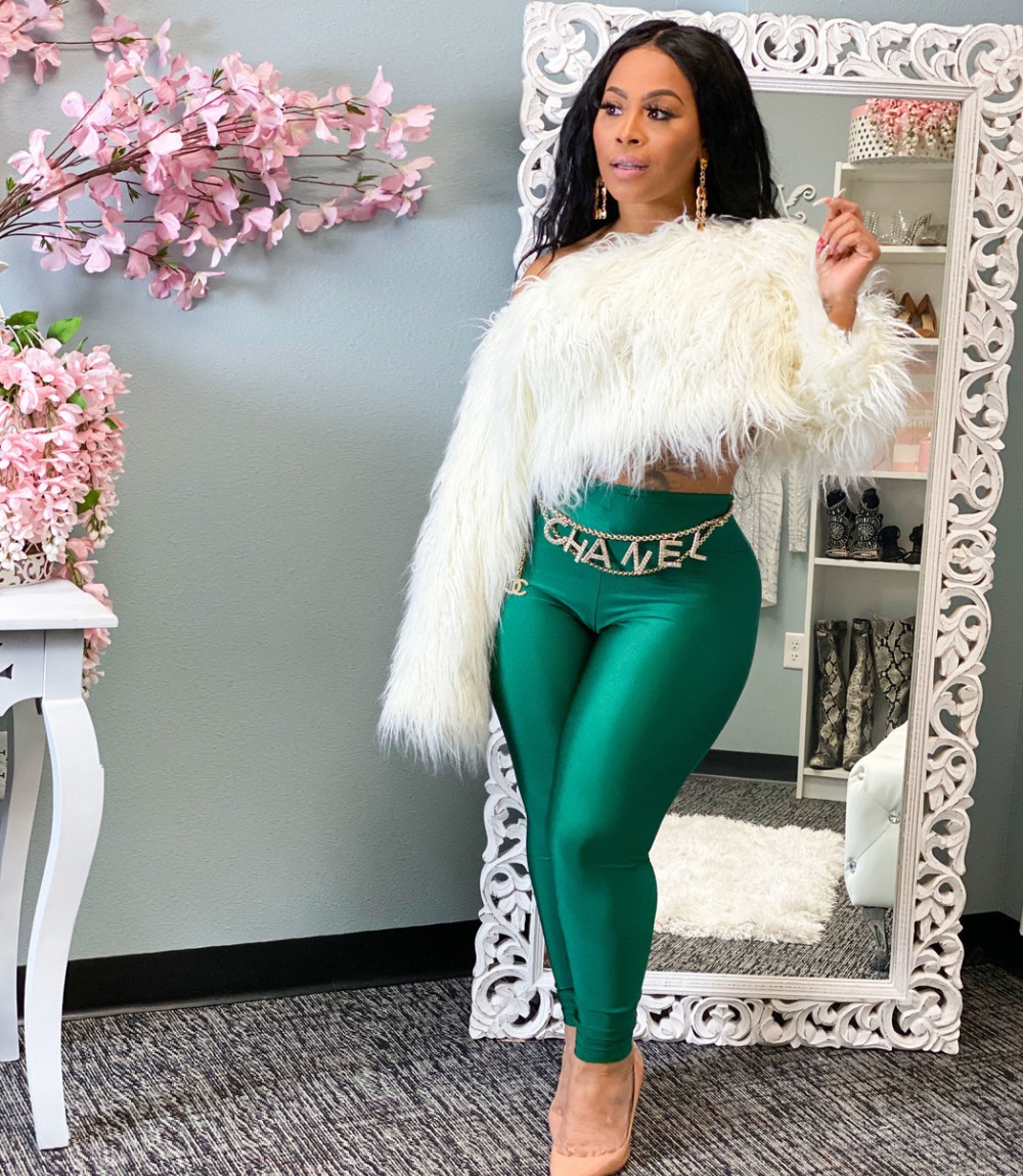 European style tops flat shoulder fur coat for women