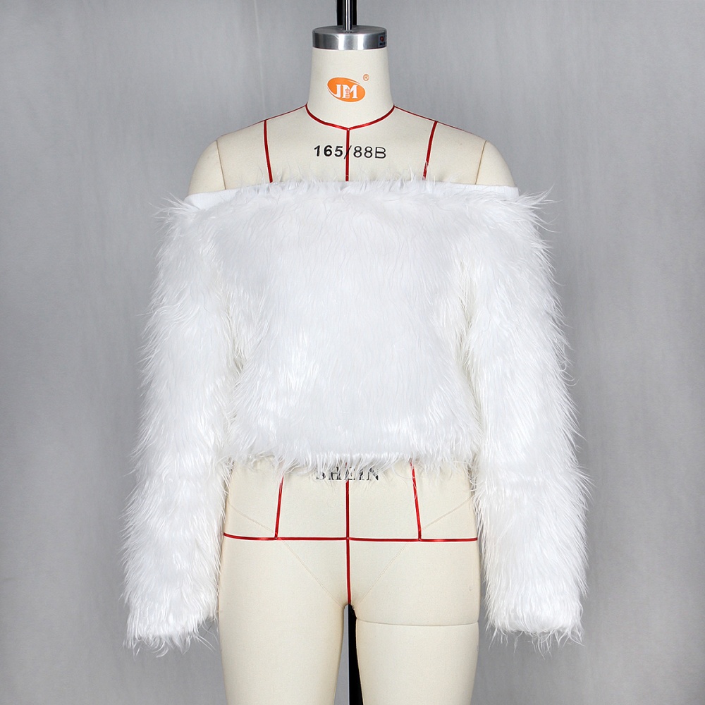 European style tops flat shoulder fur coat for women