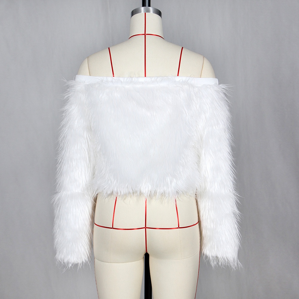 European style tops flat shoulder fur coat for women
