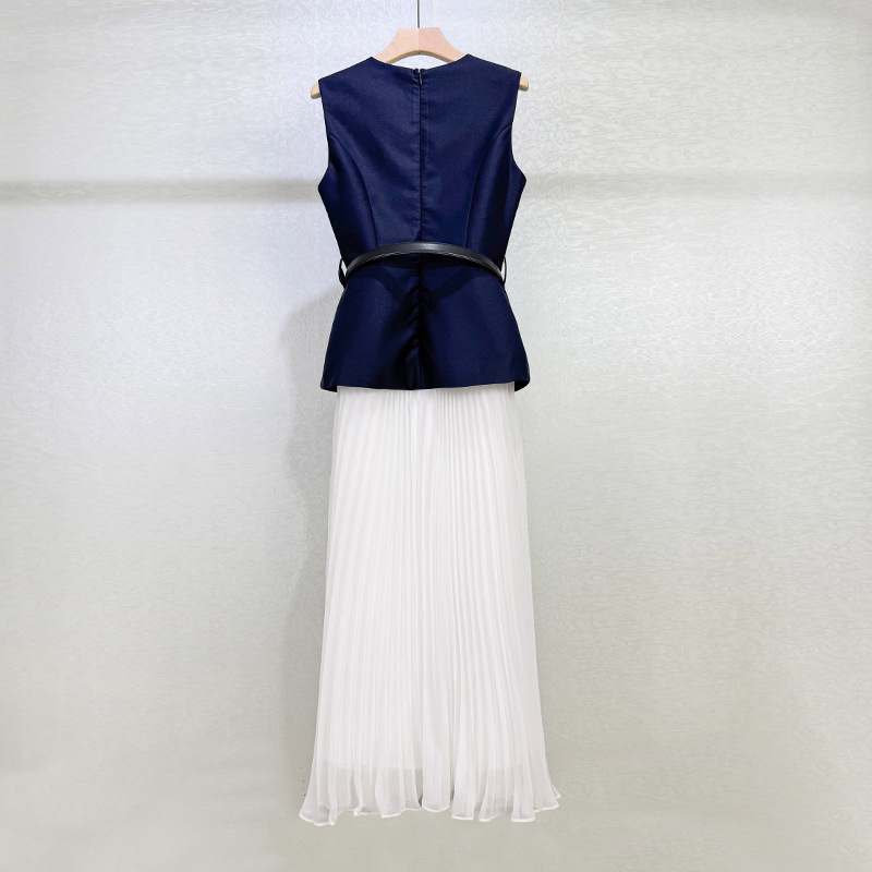 Sleeveless autumn refinement elegant satin splice dress