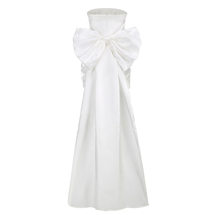 Sexy fold big bow decoration dress for women