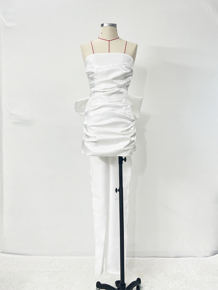 Sexy fold big bow decoration dress for women