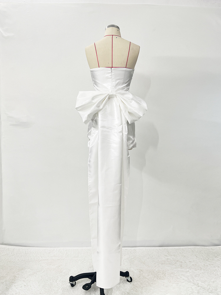 Sexy fold big bow decoration dress for women