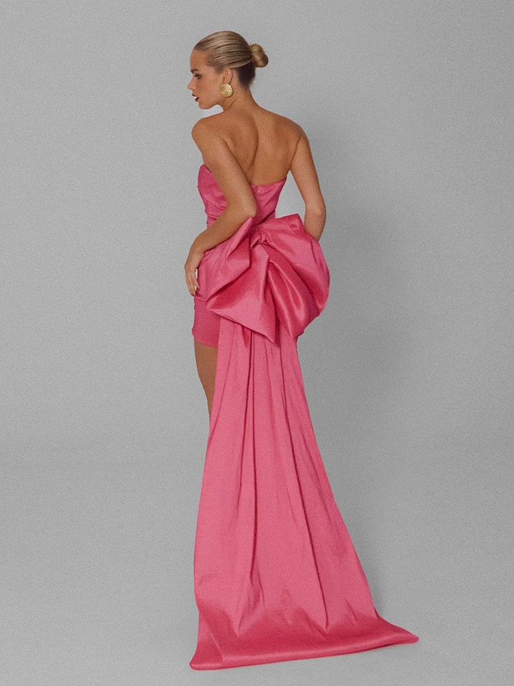 Sexy fold big bow decoration dress for women