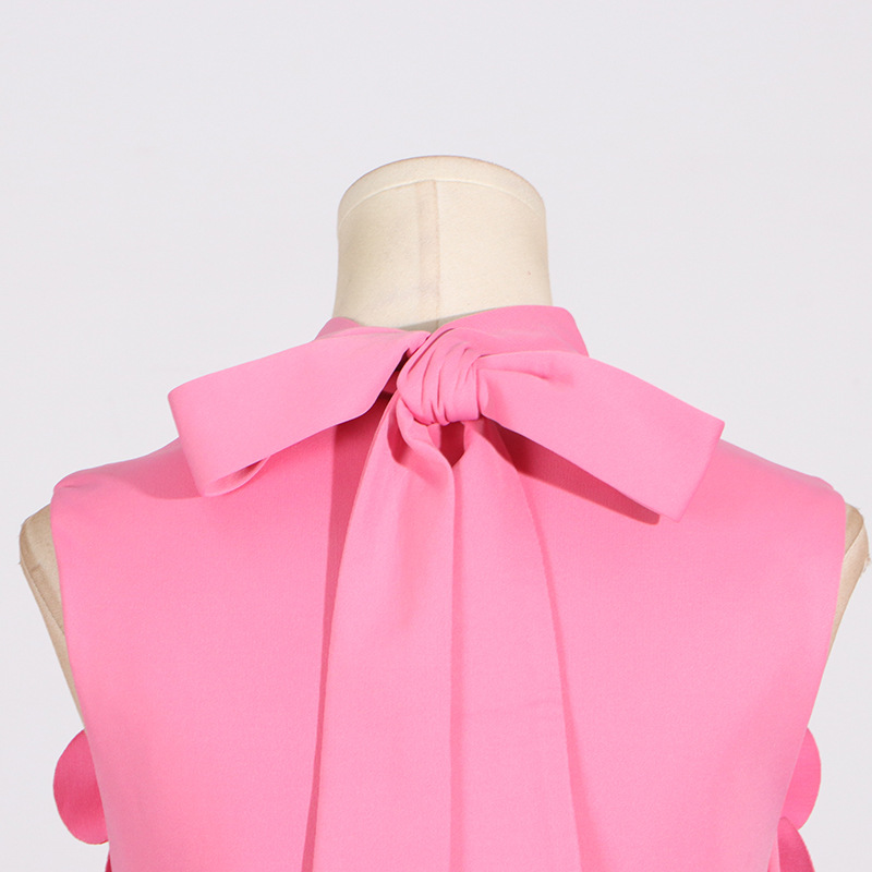 Elegant sleeveless cstand collar long dress long stitching dress