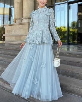 Long gauze skirt ladies summer tops 2pcs set for women