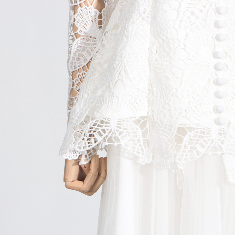 Long gauze skirt ladies summer tops 2pcs set for women