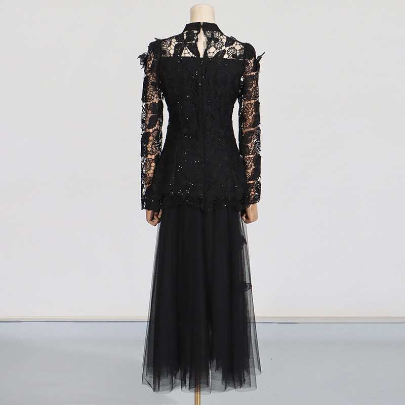 Long gauze skirt ladies summer tops 2pcs set for women