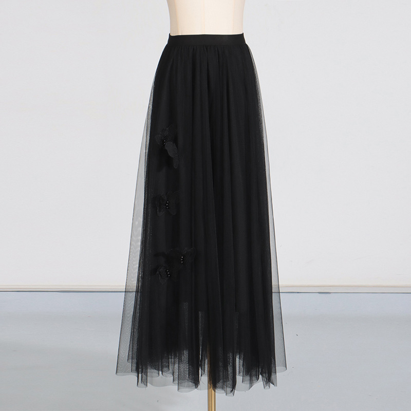 Long gauze skirt ladies summer tops 2pcs set for women