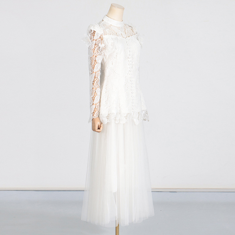 Long gauze skirt ladies summer tops 2pcs set for women