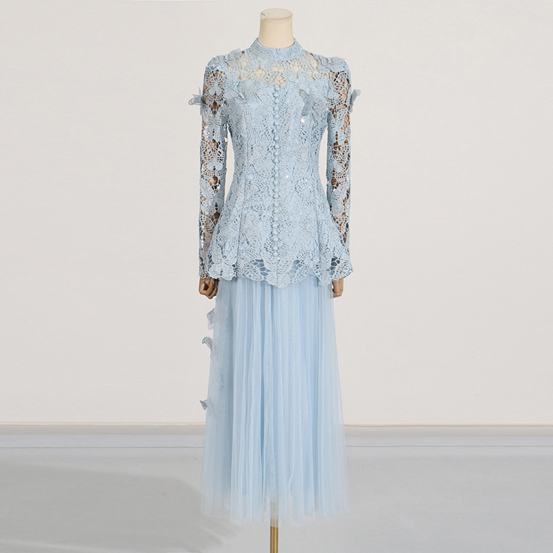 Long gauze skirt ladies summer tops 2pcs set for women