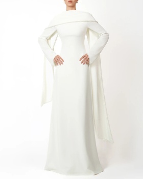Long sleeve tender France style shawl slim long dress
