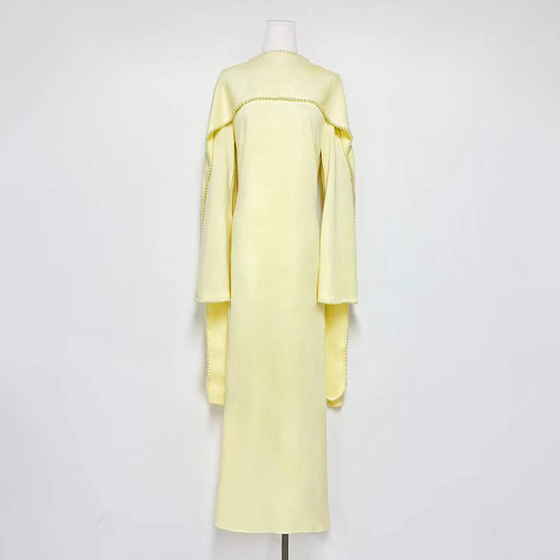 Long sleeve tender France style shawl slim long dress