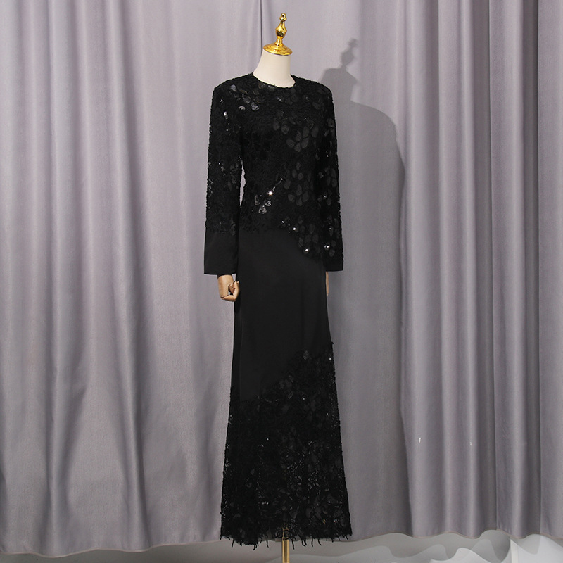 Elegant embroidery mermaid dress retro slim long dress for women