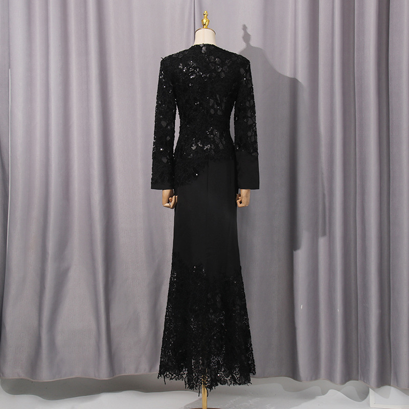 Elegant embroidery mermaid dress retro slim long dress for women