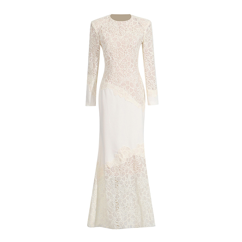 Elegant embroidery mermaid dress retro slim long dress for women