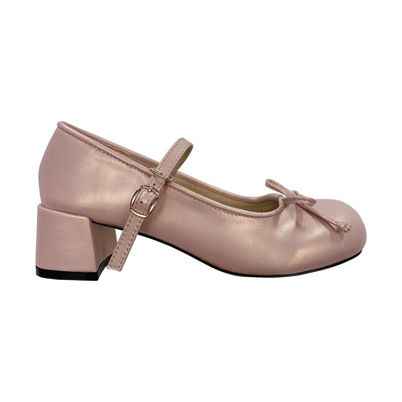 Thick lovely bow France style ballet shoes