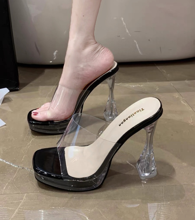 High-heeled wears outside slippers crystal all-match sandals