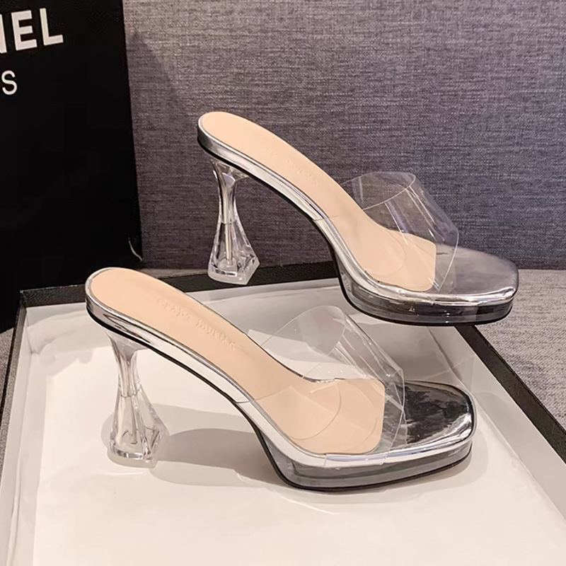 High-heeled wears outside slippers crystal all-match sandals