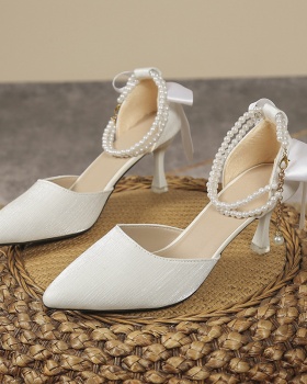 Black bow shoes temperament sandals for women