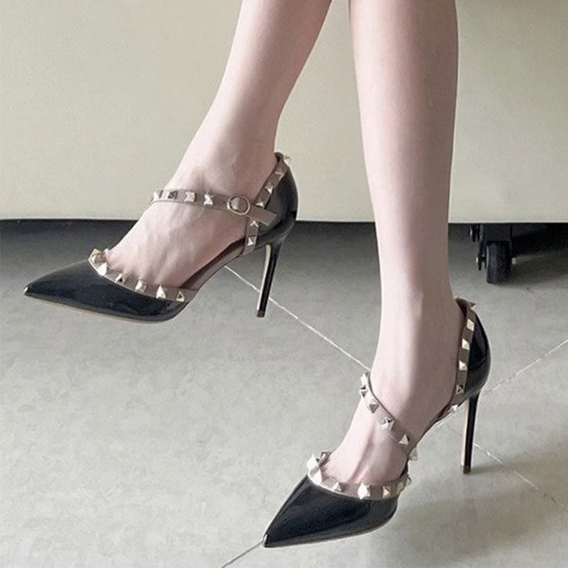 Summer rhinestone high-heeled hasp sandals for women