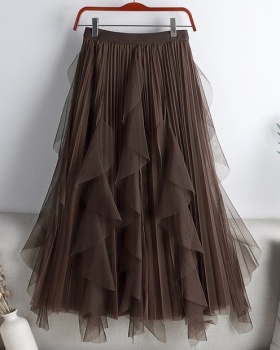 Long big skirt spring high waist splice skirt for women