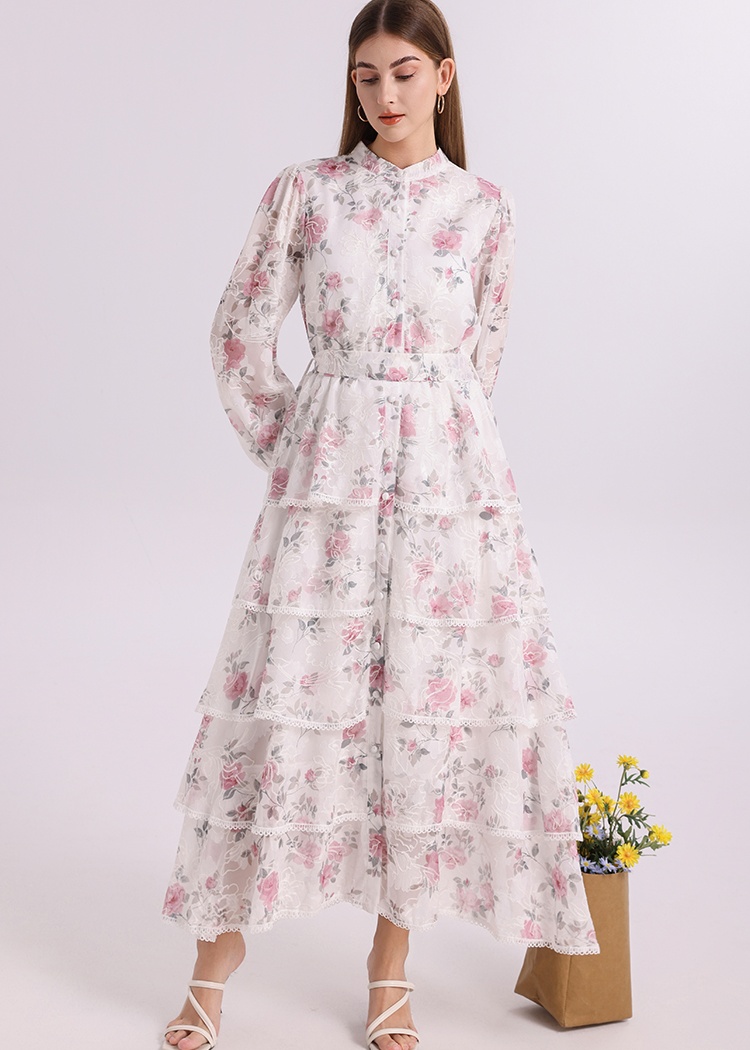 Cake elegant elastic waist France style with belt dress