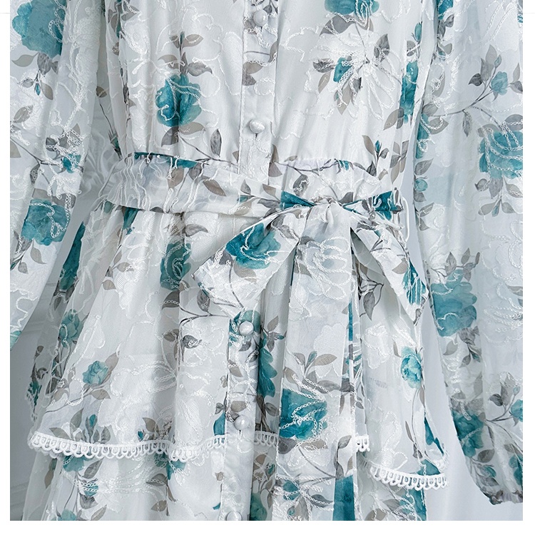 Cake elegant elastic waist France style with belt dress