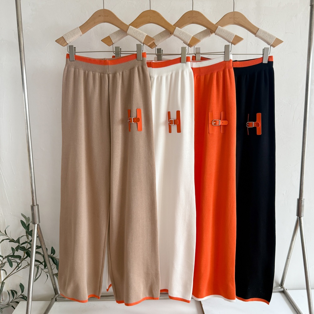 Round neck knitwear Casual zip knitted fashion tops 2pcs set