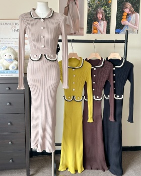 Knitted autumn and winter dress for women