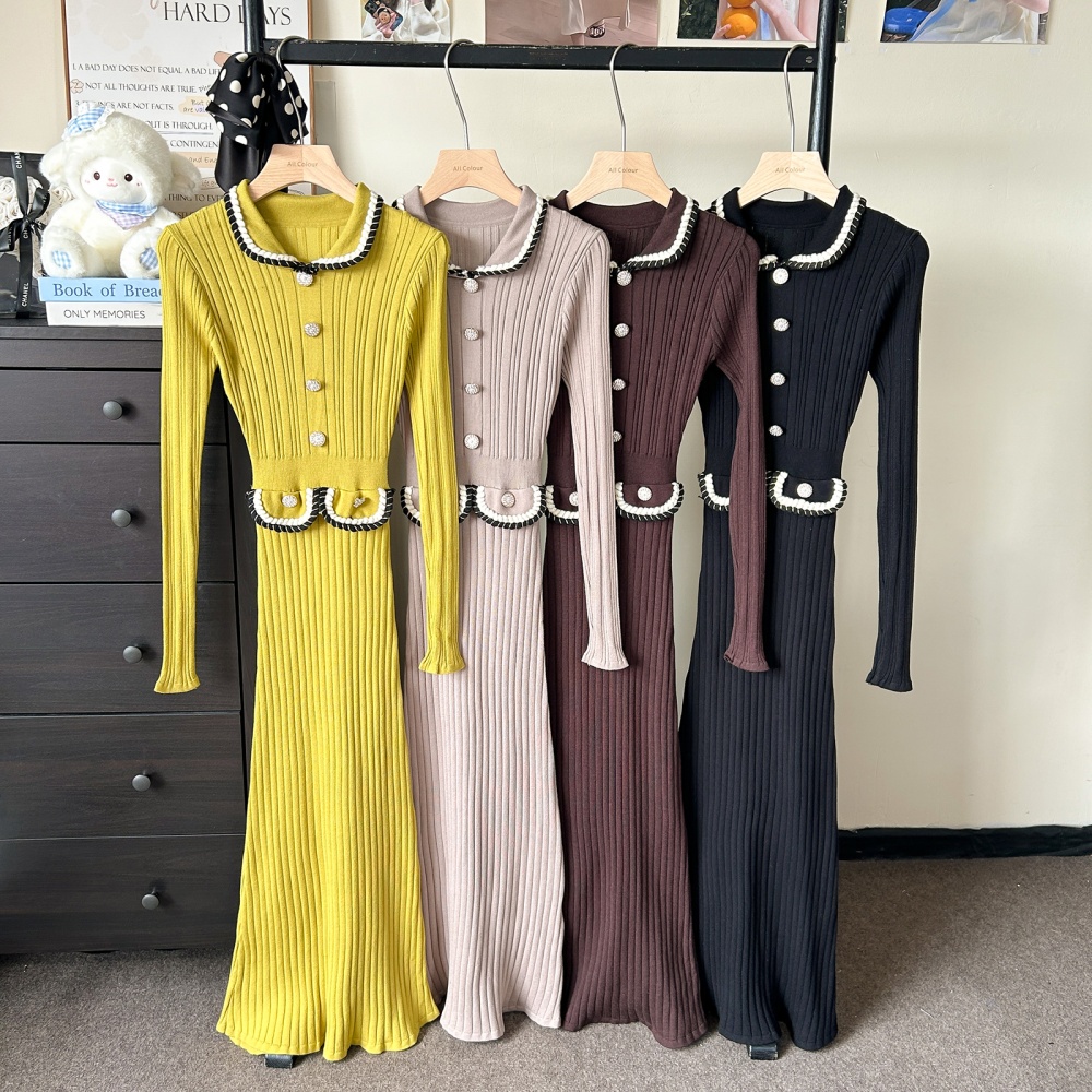 Knitted autumn and winter dress for women