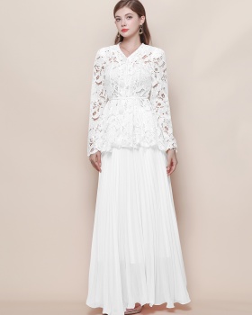 Inside the ride lace shirt slim sling skirt 3pcs set