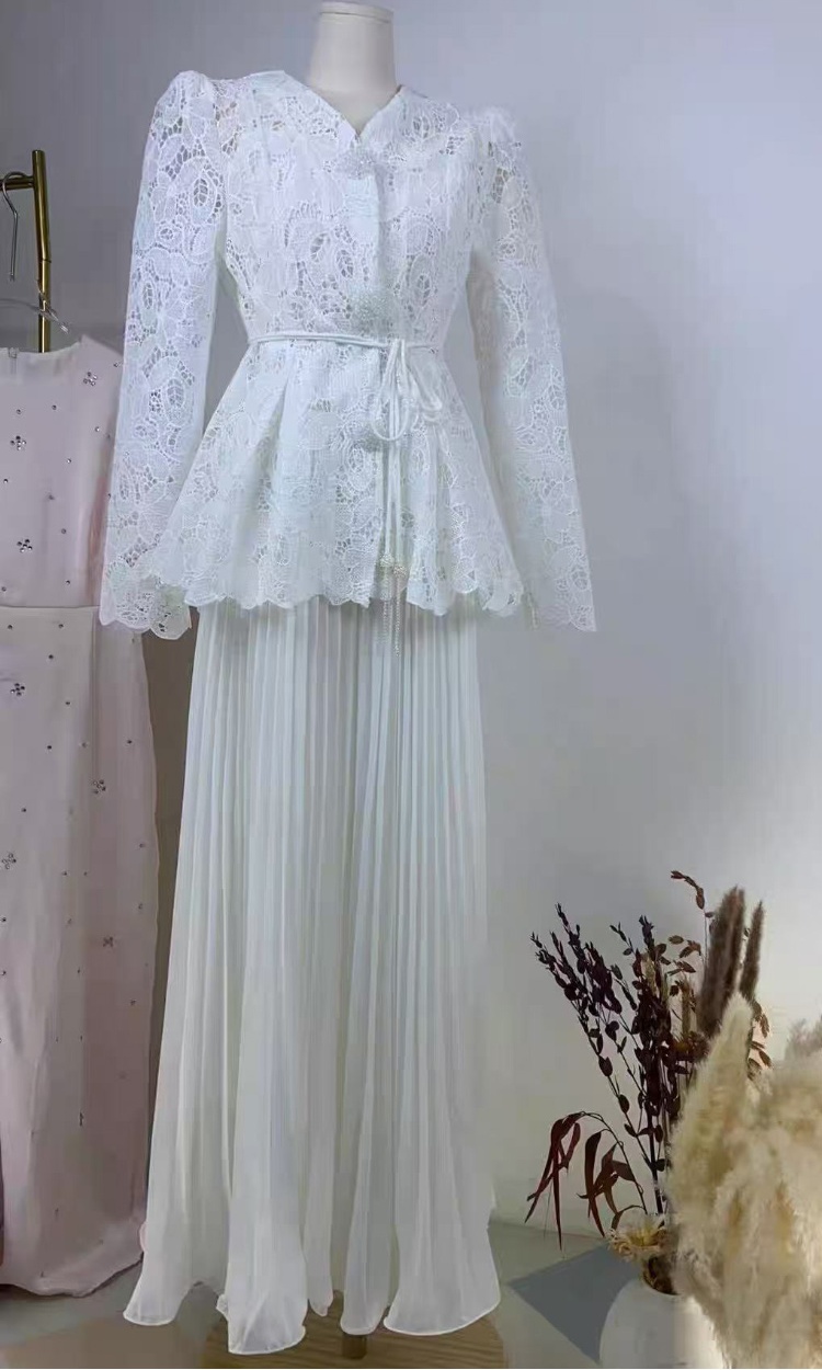 Inside the ride lace shirt slim sling skirt 3pcs set