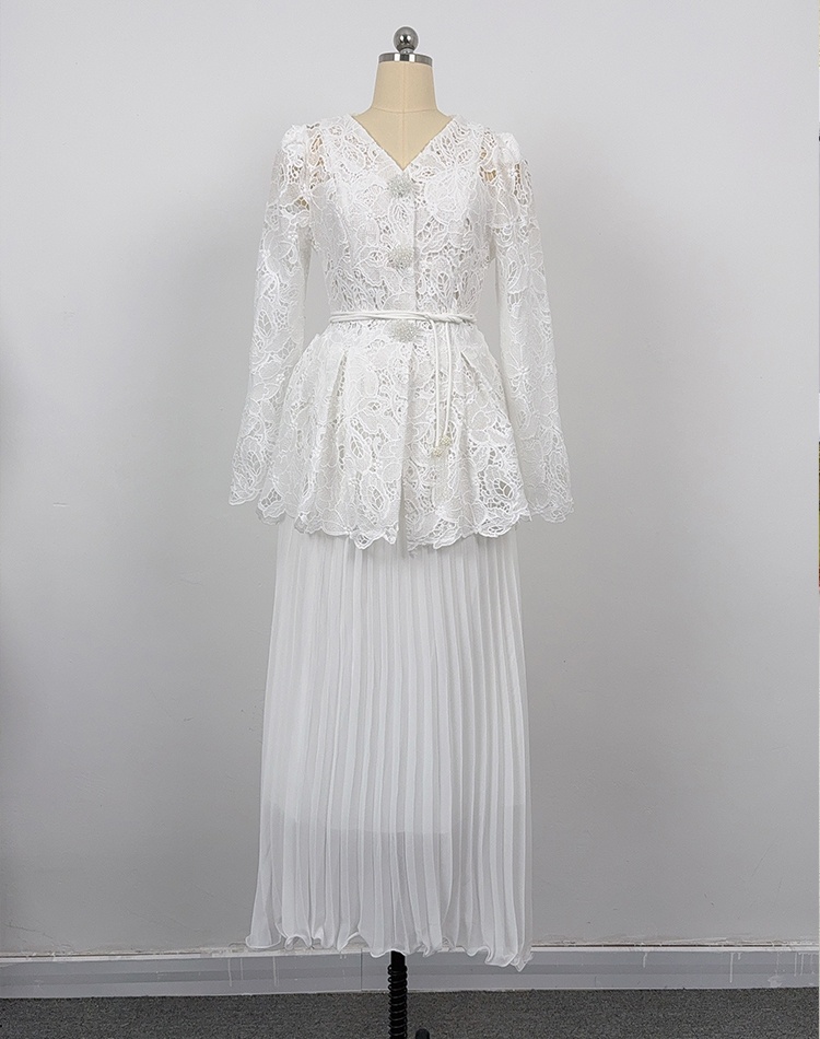 Inside the ride lace shirt slim sling skirt 3pcs set